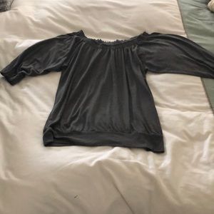 Loft 3/4 sleeve boatneck blouse. Gray, size small